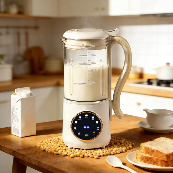 1400ml Sojamilch Maschine, Nussmilch Maschine, mit 16 Klingen, LED Anzeige, 12-Stunden-Buchung, Selb