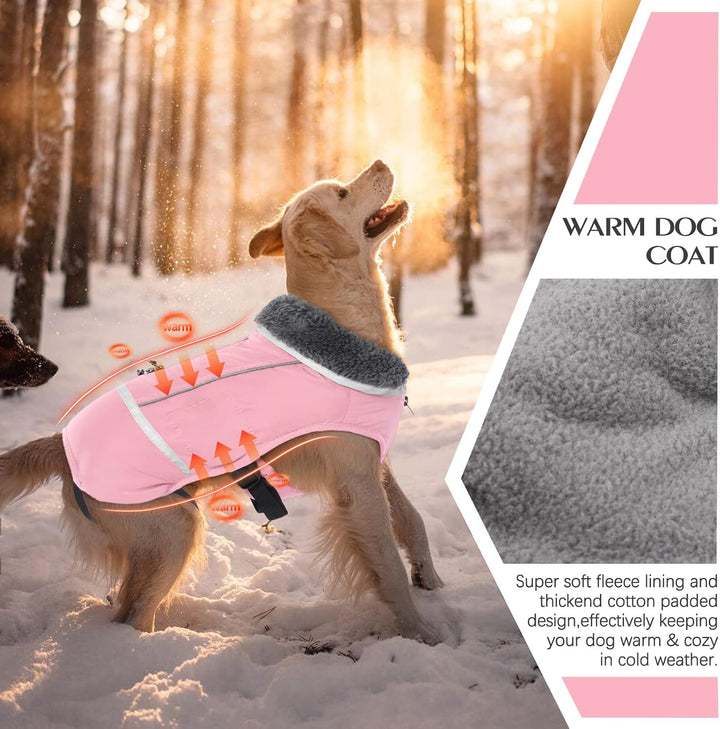 QBLEEV Hundewintermantel, warm, reflektierende Hundejacke, Rollkragen, wasserdicht, für kaltes Wette