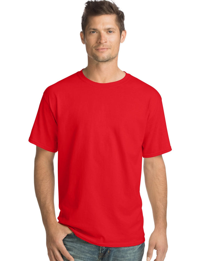 Hanes Herren-T-Shirt ohne Etikett und Reg; Comfortsoft & Reg; Rundhalsausschnitt, athletic red, 5X-G