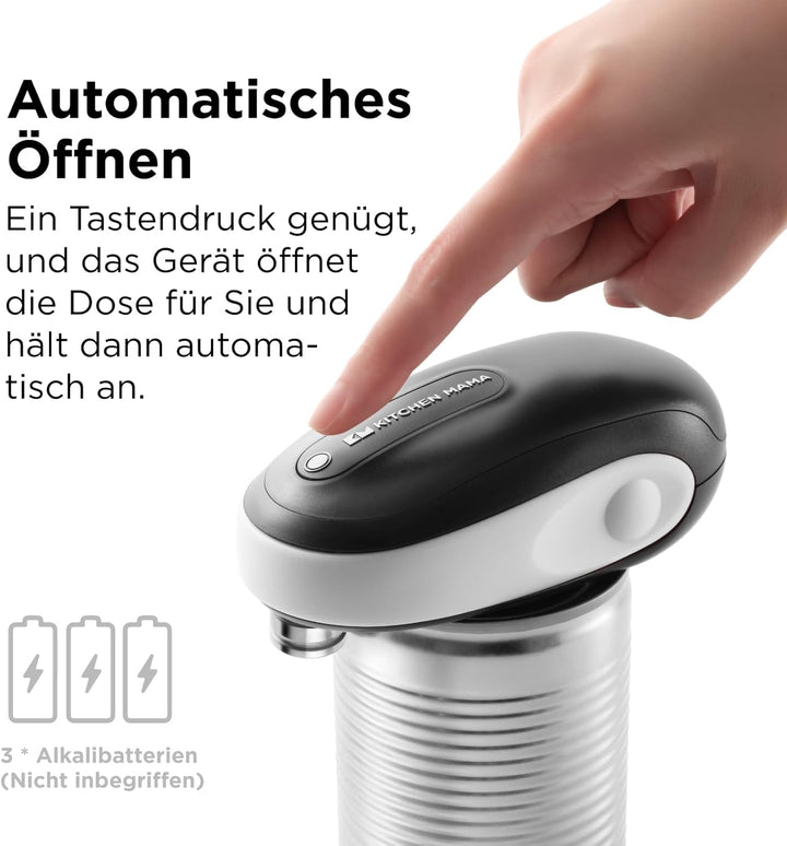 Kitchen Mama One-To-Go Elektrischer Dosenöffner – Dosenöffnen mit einem Tastendruck (Auto-Stopp), Do