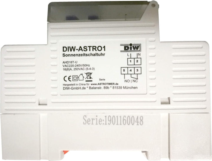 DIW-ASTRO1 Astrotimer AHD16T-U Astronomische Digitalschaltuhr 8 Tages-/Wochen-Programme, Astrofunkti