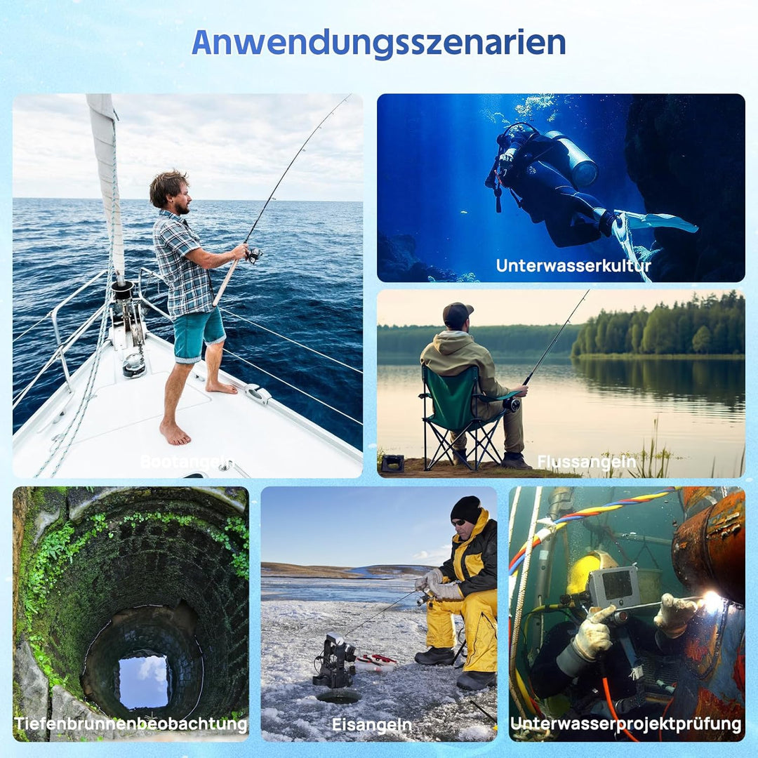 Fishfinder, Unterwasserkamera Angeln, Weitwinkel-Infrarot-Nachtsicht,Unterwasserkamera Fischfinder m