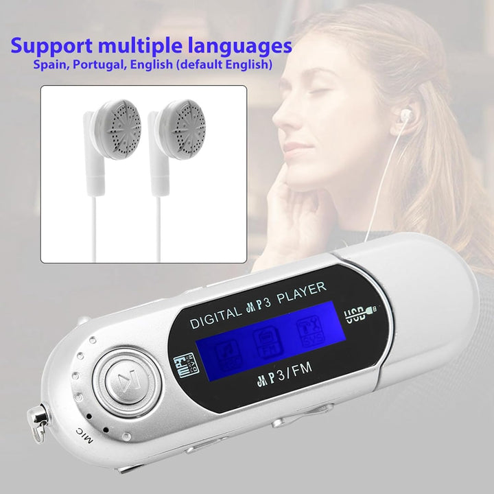 Digitaler MP3 Player, Tragbarer MP3-USB-Player mit LCD-Bildschirm und 32 GB Micro SD, FM-Radio, Spra