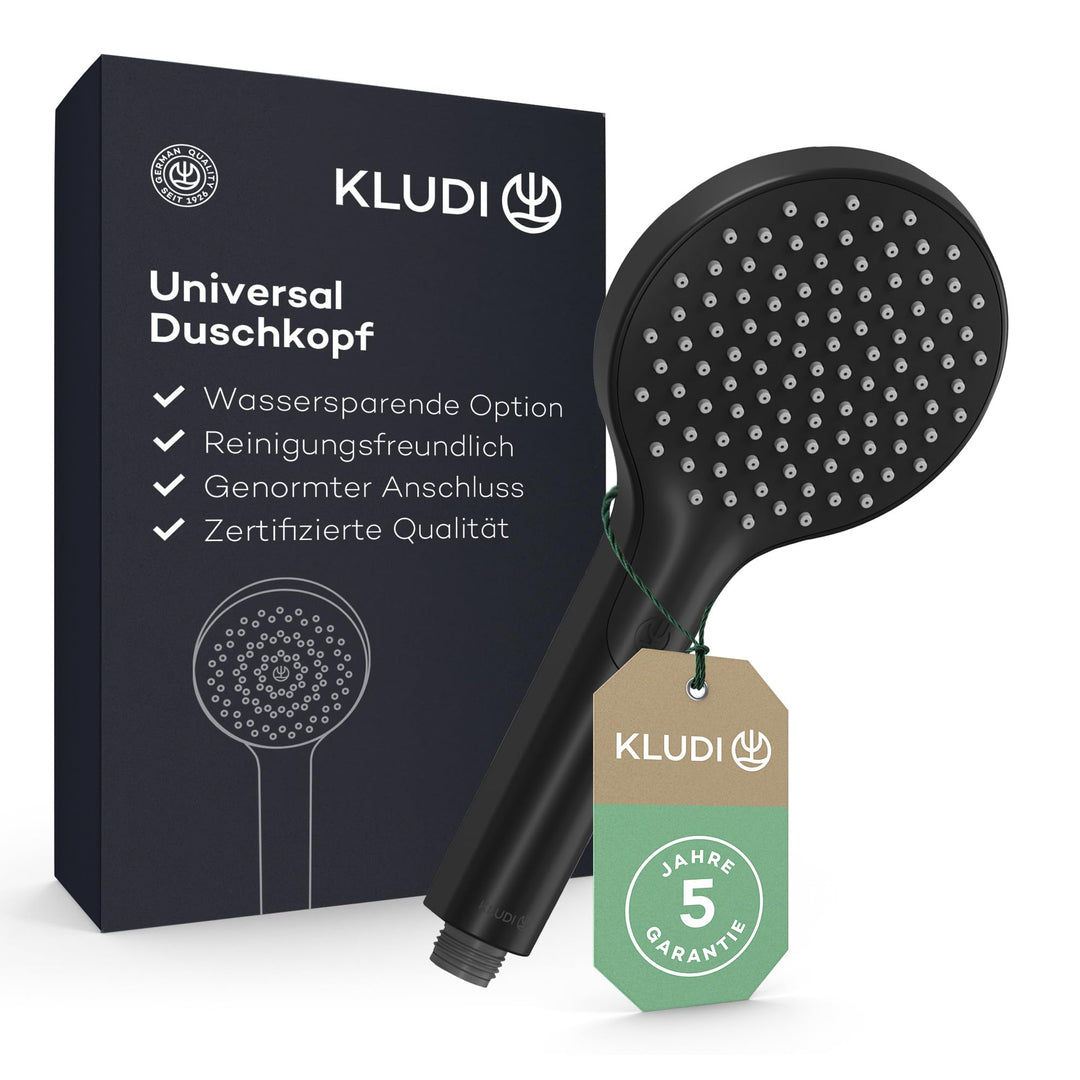 KLUDI-X3 Universal Duschkopf wassersparend als Option, Duschbrause mit 1 Strahlart, reinigungsfreund