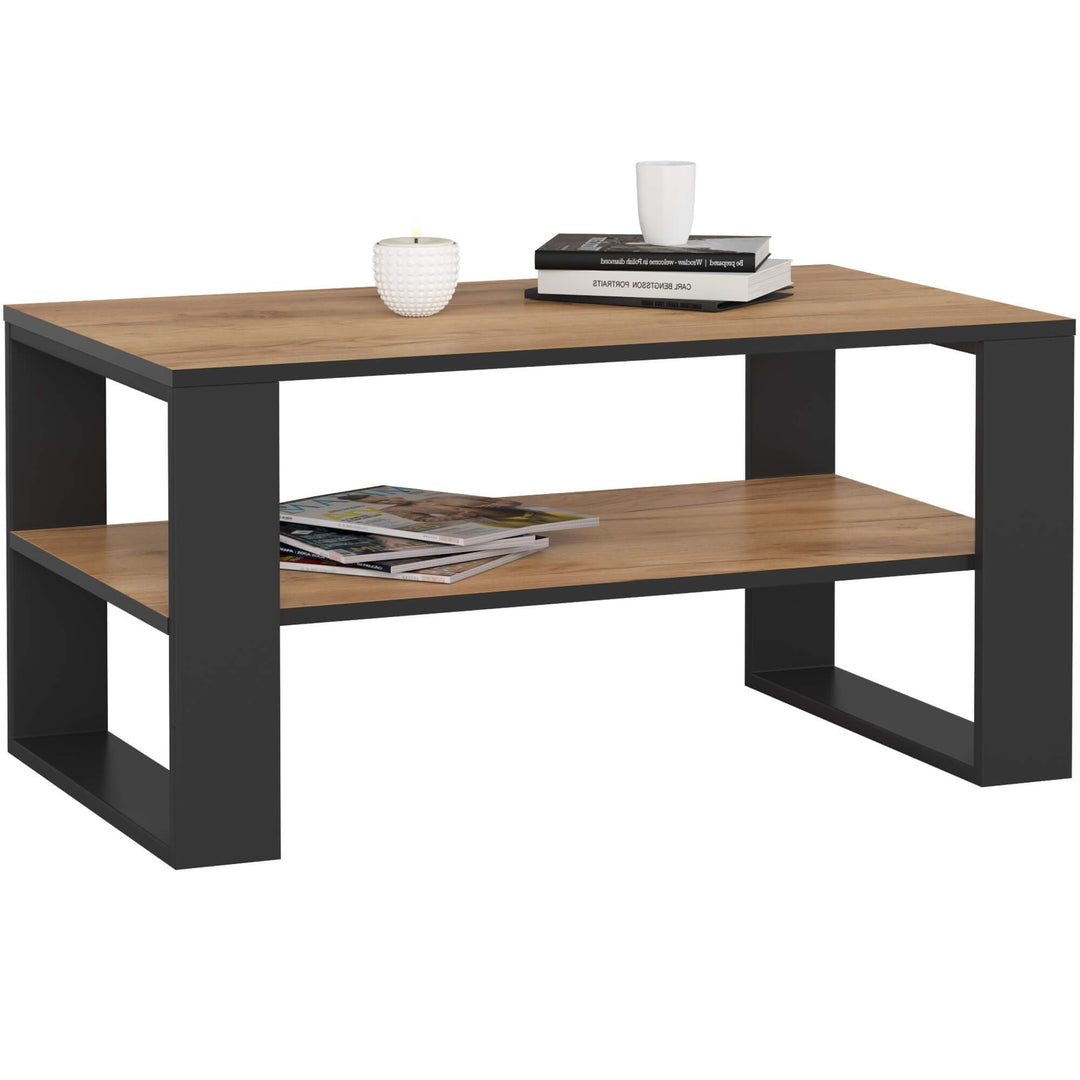 AKORD Couchtisch Holz Alex mit einem Regal, 92x45x53cm, Für Wohnzimmer, Schlafzimmer Schrank, Minima