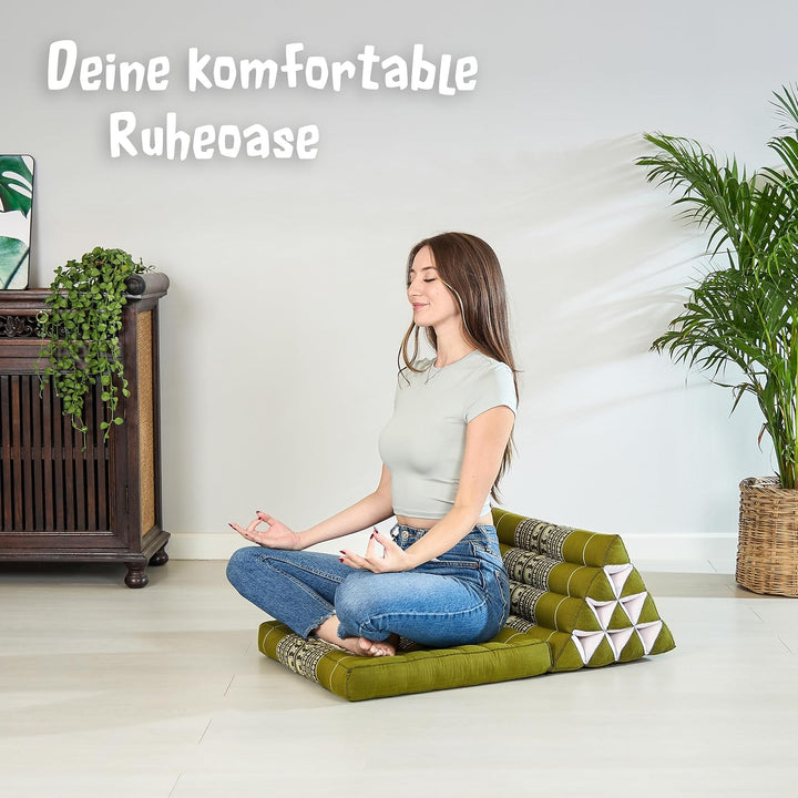 livasia Thaikissen mit 1 Auflage, Dreieckskissen mit Sitzkissen, Keilkissen mit Kapok, Rückenkissen