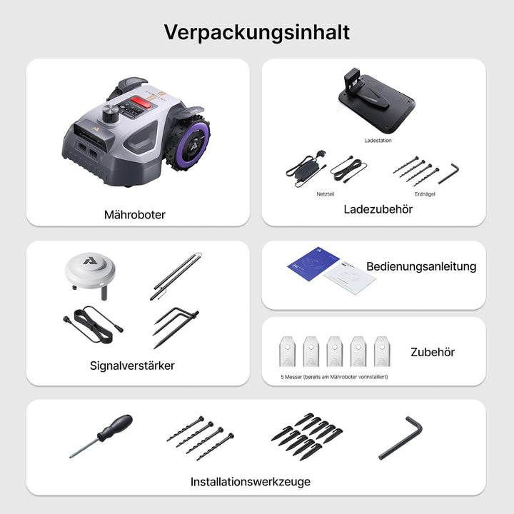 ANTHBOT M5 Pro Mähroboter ohne Begrenzungskabel – HoloSense 4-in-1 Navigation (360° LiDAR, RTK/NetRT