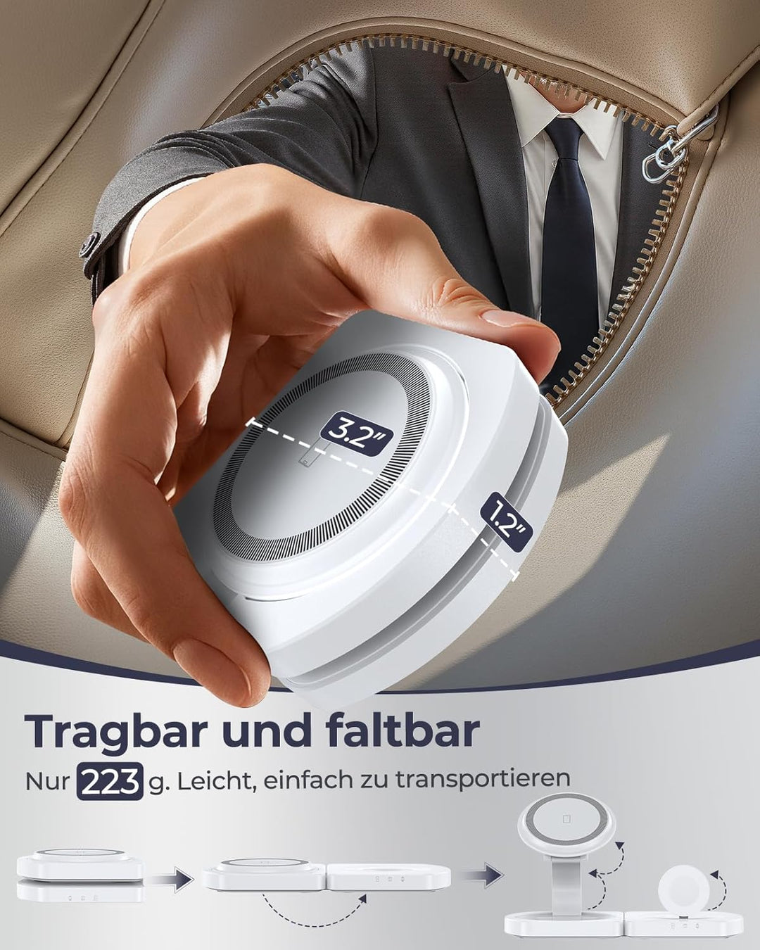 Induktive Ladestation für Apple, MagSafe-kompatible iPhone ladegerät für iPhone 17 Air/16/15/14/13/1