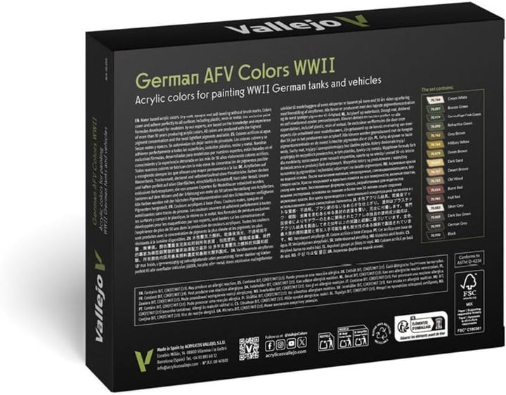 Vallejo 070107 - Farbset, Deutsche Farben, WWII, 16 x 17 ml bunt