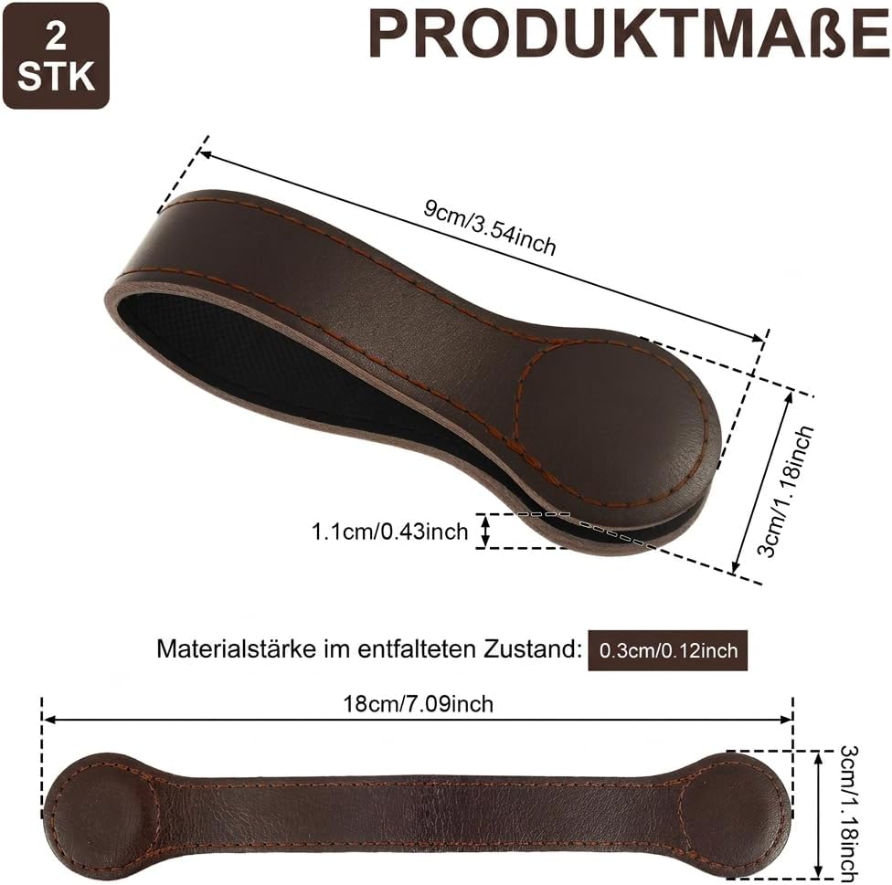 4 Stück Magnet Handtuchhalter aus Leder (Braun), Braun