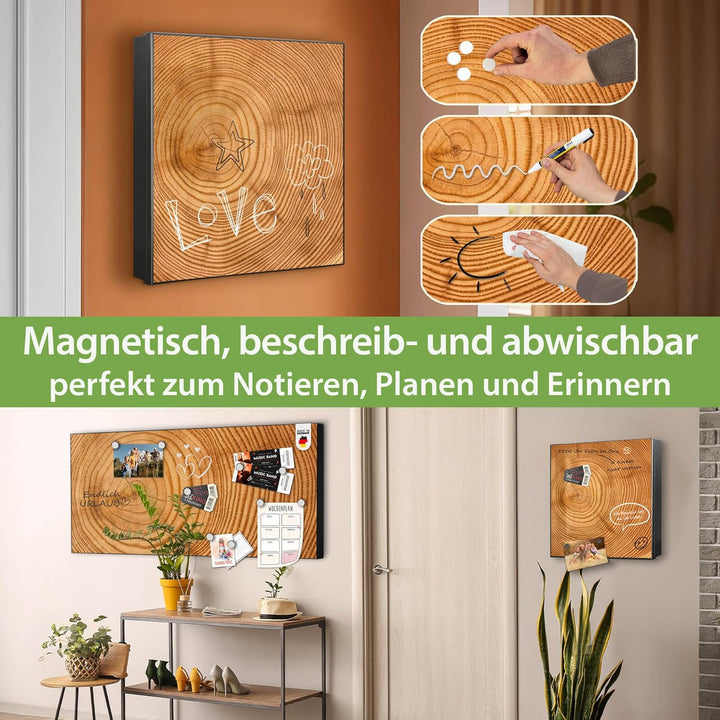 banjado Grosser Schlüsselkasten Glas - Schlüsselbox 30x30cm mit 50 Haken - Schlüsselkasten modern fü