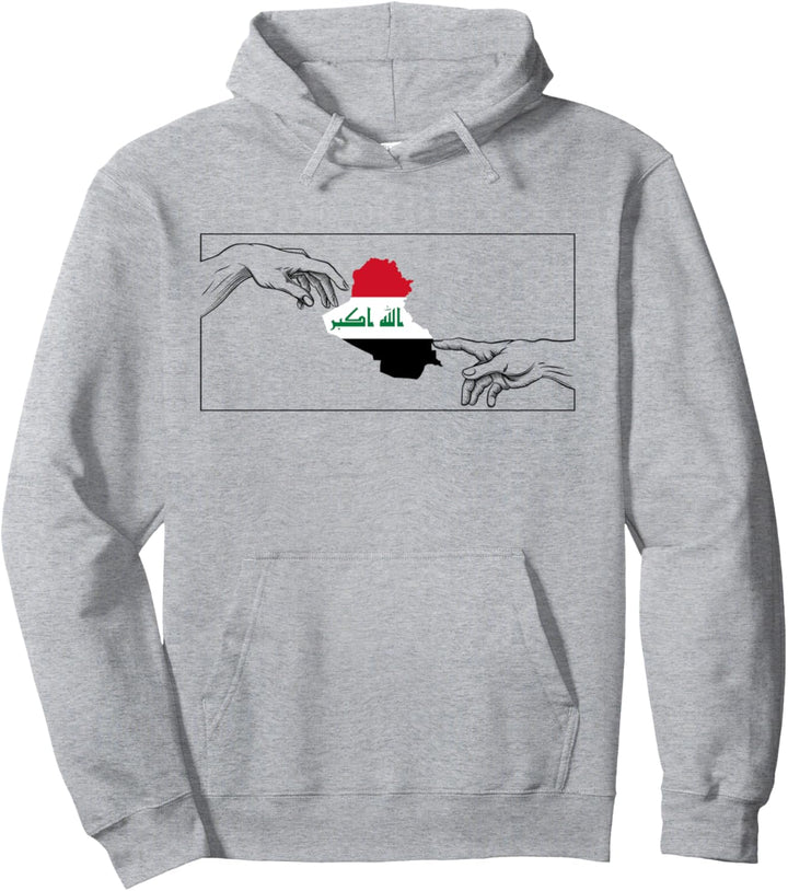 Silhouette Irakische Flagge Michelangelo Hände Irak Pullover Hoodie