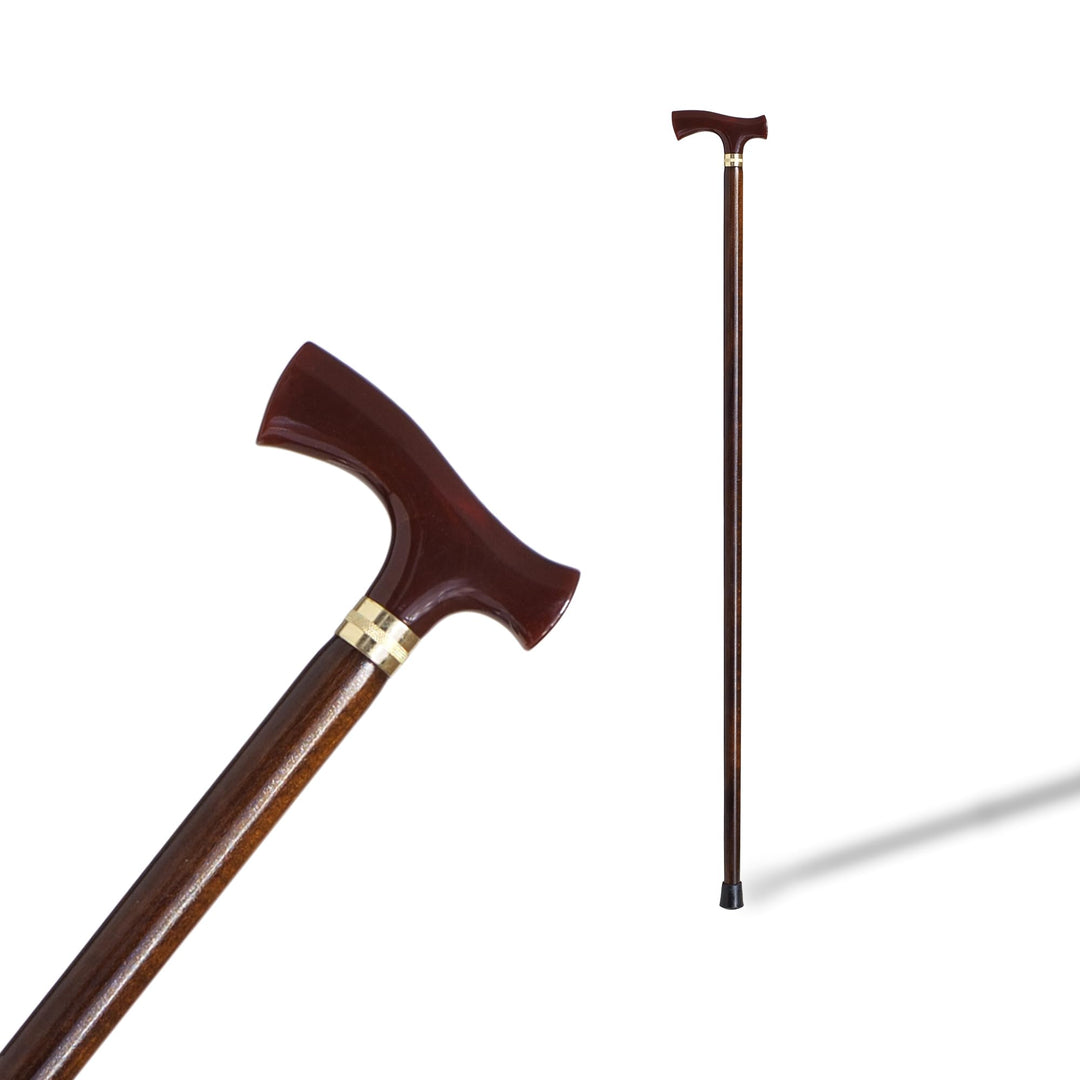Gehstock, Unterstützung, elegante Oberfläche, Perlmuttgriff aus roter Muschel und Stab aus robustem