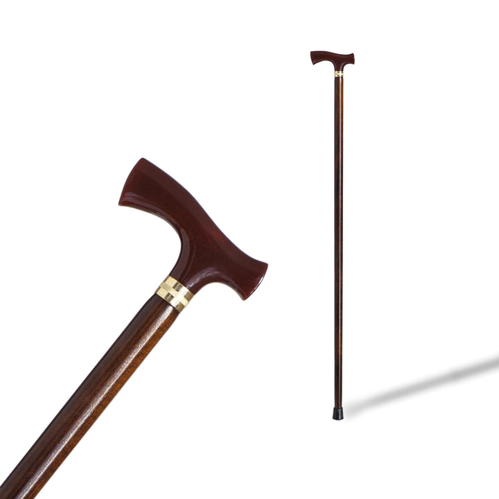 Gehstock, Unterstützung, elegante Oberfläche, Perlmuttgriff aus roter Muschel und Stab aus robustem