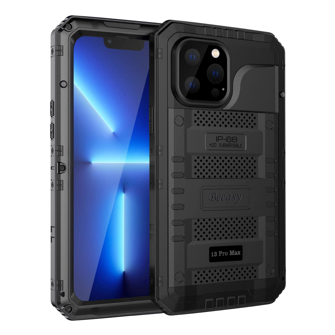 Beeasy für iPhone 13 Pro Max Wasserdicht Outdoor Hülle (6,7"), Stossfest Panzerhülle Militär 360 Gra