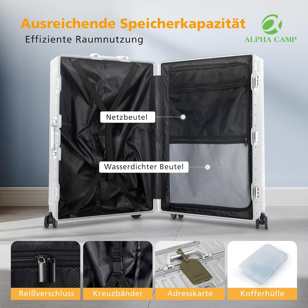 ALPHA CAMP Koffer Set Polycarbonat M L XL Reisekoffer TSA Schloss Hartschalenkoffer Gross 3tlg mit R