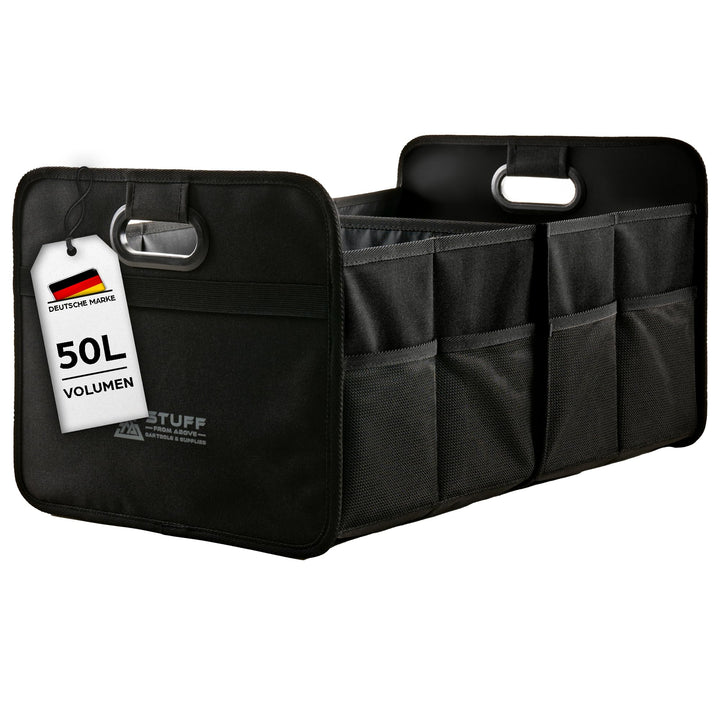 Auto Organizer in schwarz - Kofferraumtasche - (57x35x30cm) - Antirutsch durch Klett - Kofferraum Ca