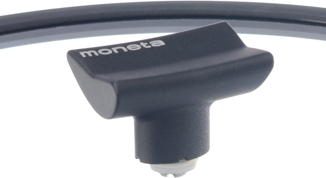 Moneta Flachdeckel, Silikonrand und Knauf, 32 cm, transparent und schwarz, 0004124532