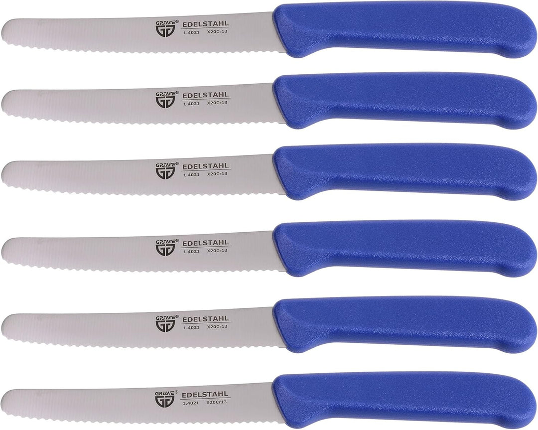 GRÄWE Magnet-Messerhalter Bambus mit Brötchenmessern blau Blau 6er Messerset inkl. Messerblock, Blau