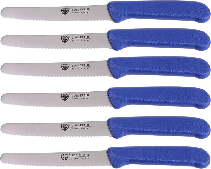 GRÄWE Magnet-Messerhalter Bambus mit Brötchenmessern blau Blau 6er Messerset inkl. Messerblock, Blau