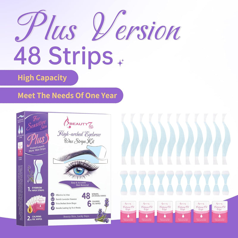 Beauty7 Hochgewölbte Augenbrauen Wachsstreifen Fit Wax Strips vorgeschnitten augenbrauen wachs 48stk