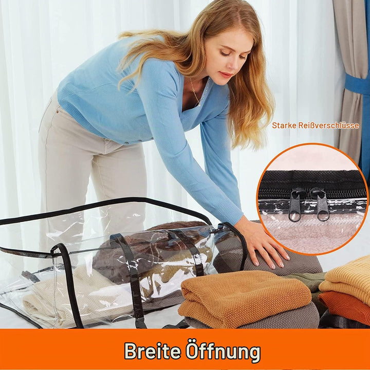5 Pack Klarsichtige Aufbewahrungsbeutel für Kleidung mit Verstärktem Griff, 46 x 38 x 23 cm, Vinyl O