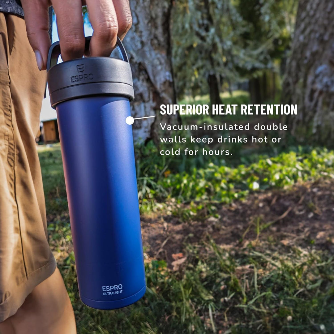 ESPRO Reise French Press Ultralight, Mini Coffee Maker mit Thermo-Funktion, 475ml, blau Blau ESPRO R
