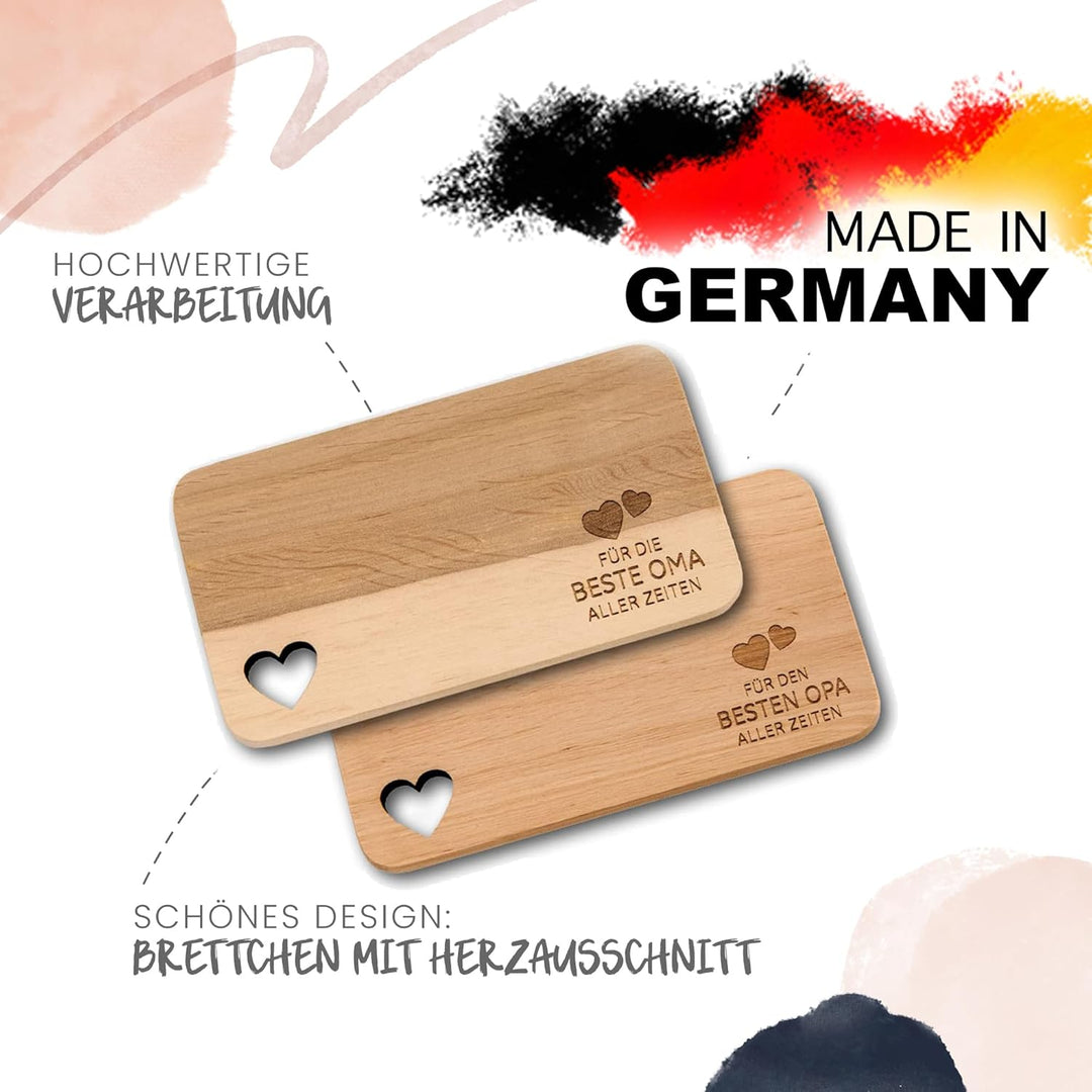 Spruchreif | 2er Set Frühstücksbrettchen mit Gravur „Oma“ & „Opa“ | Perfekte Geschenkidee für Grosse