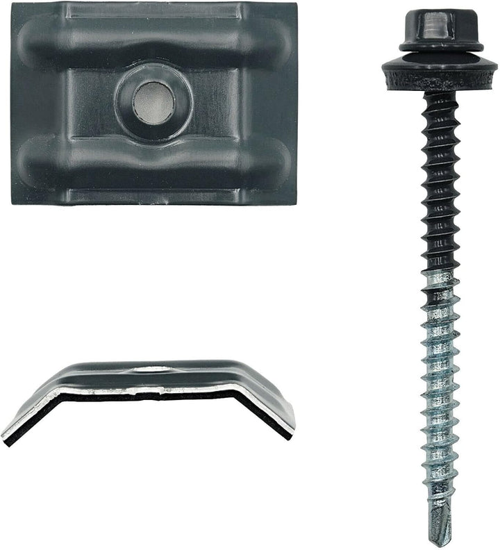 100 Stück Kalotten 33/48 + 4,8 x 80 mm RAL 7016 Trapezblechschrauben Selbstbohrend Verzinkter Stahl