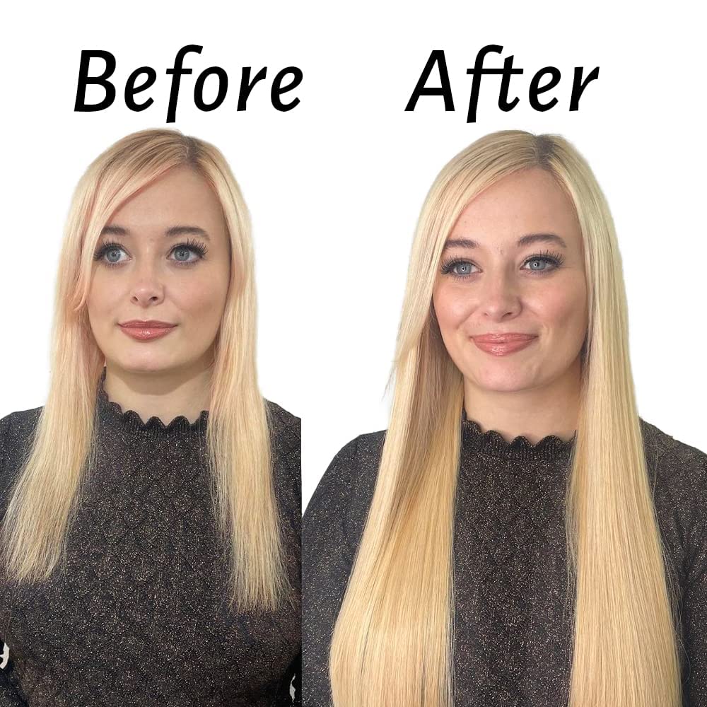 HotLulana Tape In Extensions Echthaar Bleach Blonde Real Hair Extensions 20Pieces 50g Skin Weft Hair