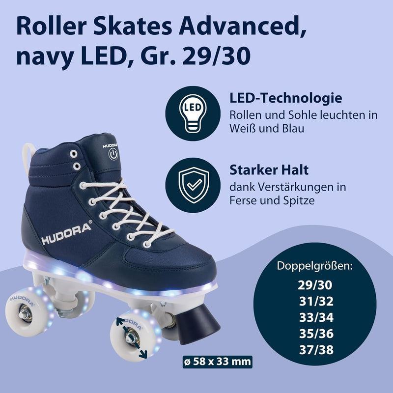 VORBESTELLUNG: Roller Skates Advanced, Navy LED, Gr. 29-38 29/30, 29/30