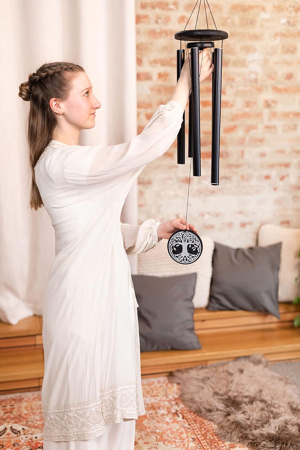 Sonic Energy Tree of Life Meditation Chime – Windspiel mit 5 Klangstäben (432 Hz) – für Garten u. En