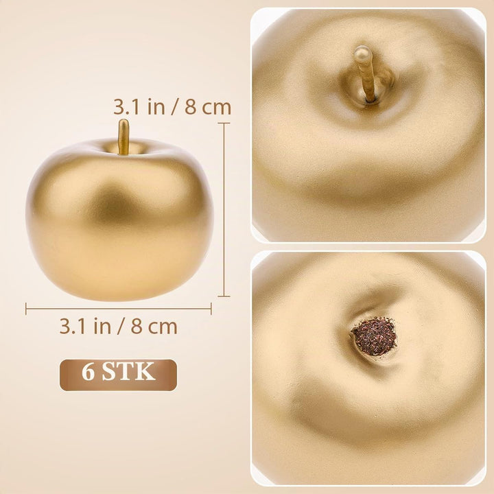 Gresorth 6 Stück Künstlich Gold Apfel Fälschung Äpfel Obst Zuhause Party Christmas Dekoration, Gold