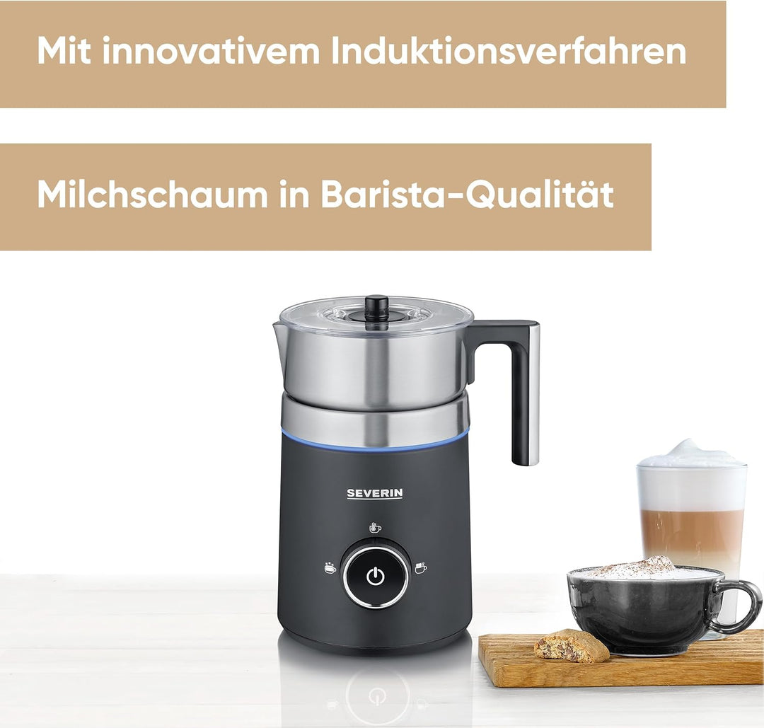 SEVERIN SPUMA 500 Induktions-Milchaufschäumer, elektrischer Milchaufschäumer ohne Anbrennen, spülmas
