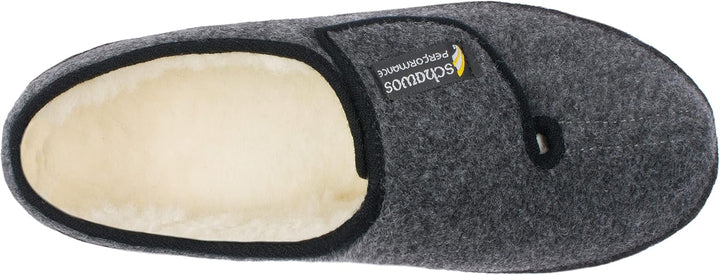 SCHAWOS Herren Filz Hausschuh 6064 warm gefüttert Schurwolle rutschhemmend Klettverschluss 40 EU Dun