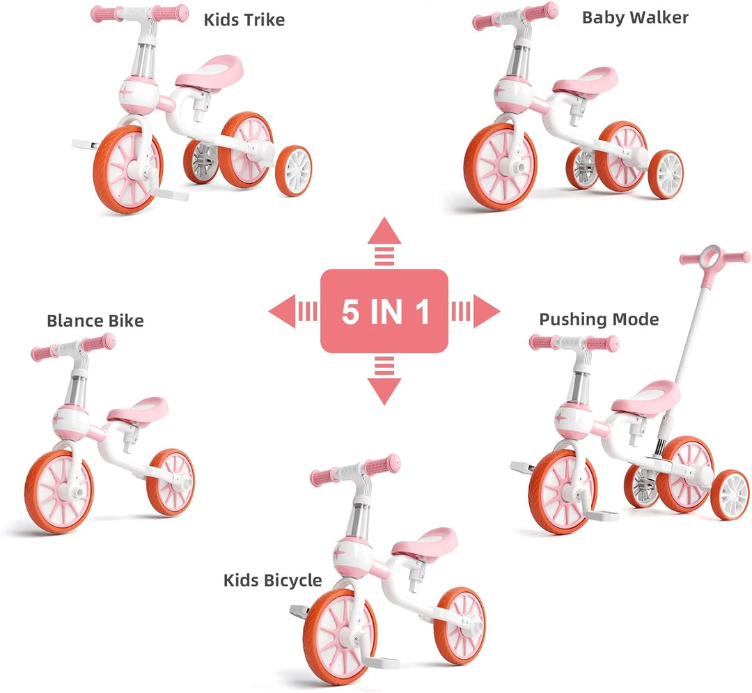 KORIMEFA 4 in 1 Laufräder Laufrad Kinderdreirad Dreirad Lauffahrrad Lauflernhilfe für Kinder ab 1 Ja