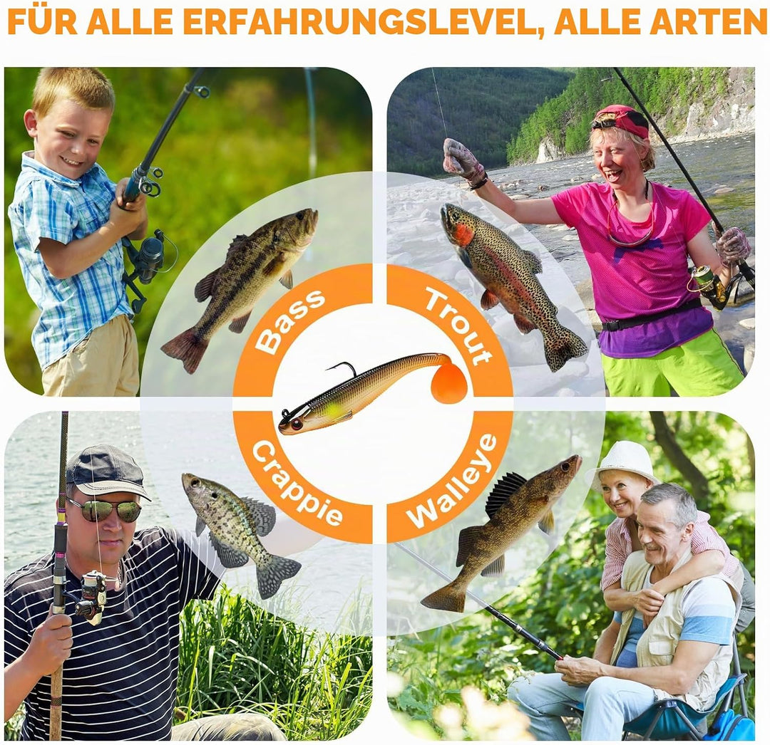 TRUSCEND Gummifische Angelköder für Forelle Zander &amp; Barsch, Kunstköder Angelausrüstung Gummiköder A