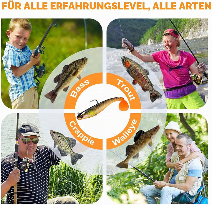 TRUSCEND Gummifische Angelköder für Forelle Zander &amp; Barsch, Kunstköder Angelausrüstung Gummiköder A