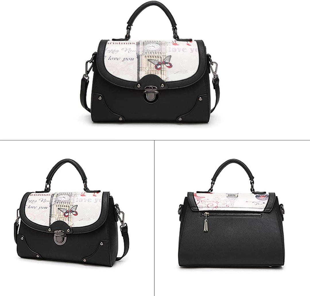 BUKESIYI Damen Tasche Umhängetasche Handtasche Frauen Klein Schultertasche Weekender Lack PU Leder C