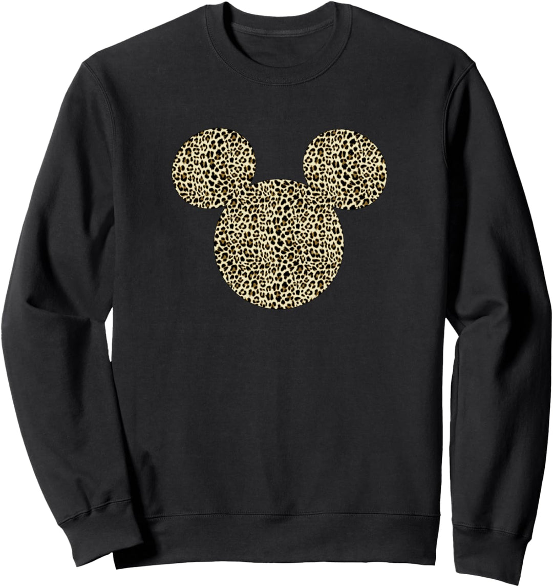 Disney Mickey Mouse Cheetah Print Silhouette Fill Sweatshirt