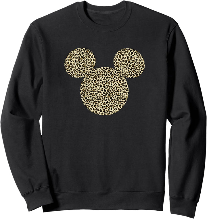 Disney Mickey Mouse Cheetah Print Silhouette Fill Sweatshirt