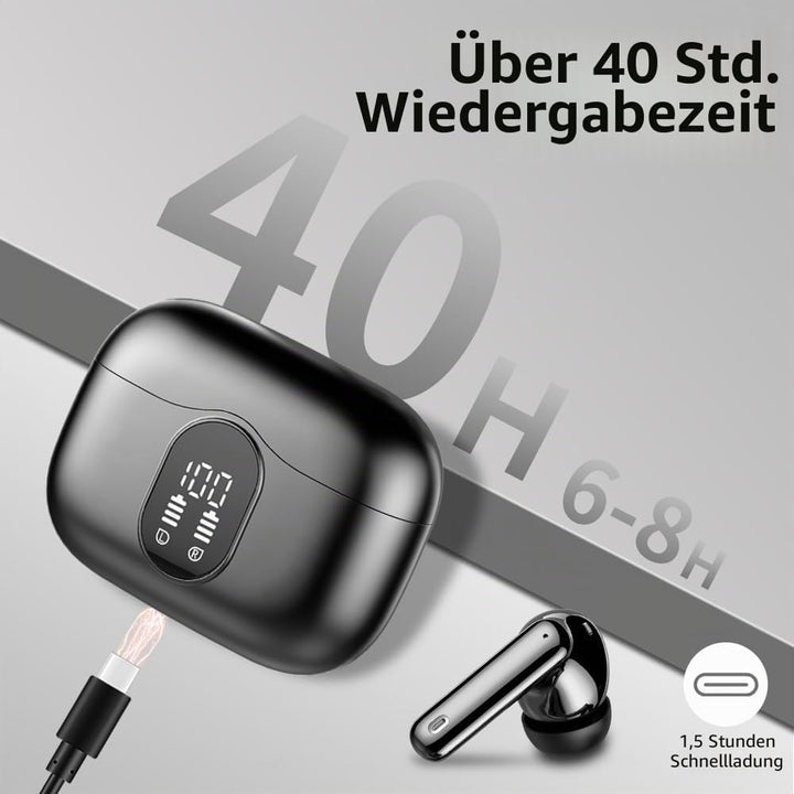 Bluetooth Kopfhörer, Kopfhörer Kabellos Bluetooth 5.3 Sport In Ear Kopfhörer mit 4 Mikrofon, 40 std