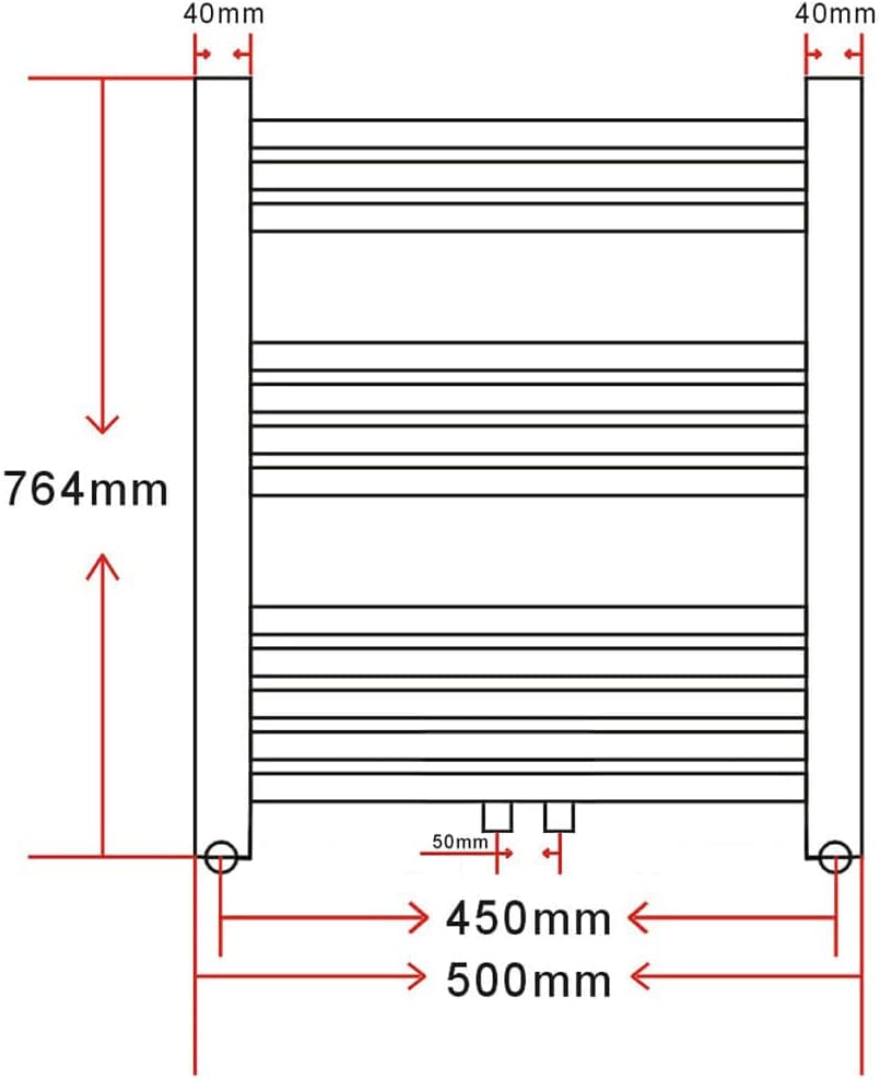 vidaXL Badheizung Badheizkörper Handtuchtrockner Wärmer Handtuchhalter 764x500mm 500 x 764