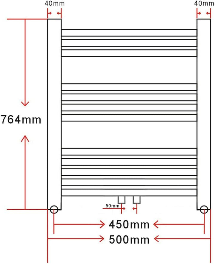 vidaXL Badheizung Badheizkörper Handtuchtrockner Wärmer Handtuchhalter 764x500mm 500 x 764