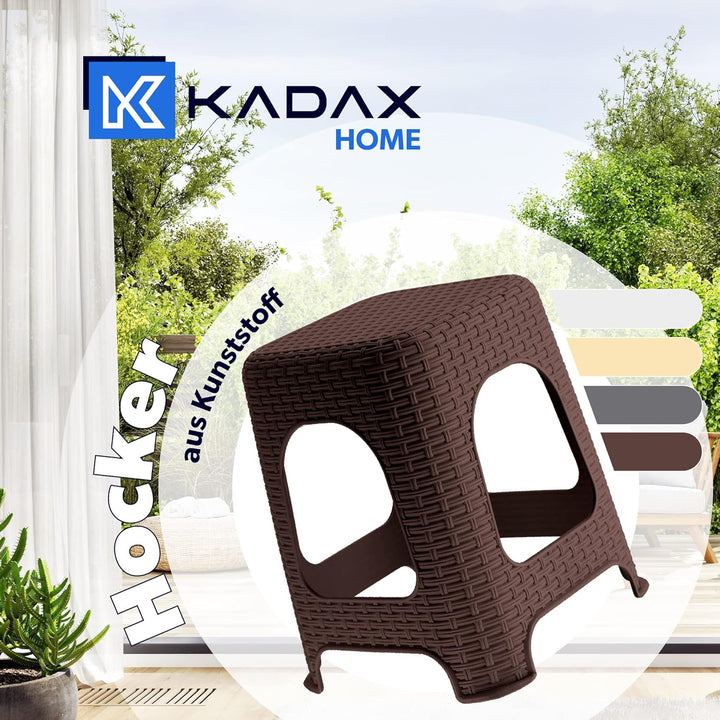 KADAX Hocker aus Kunststoff, Tritthocker bis 120 kg, Rattanhocker mit Antirutschfüssen, Badhocker, W
