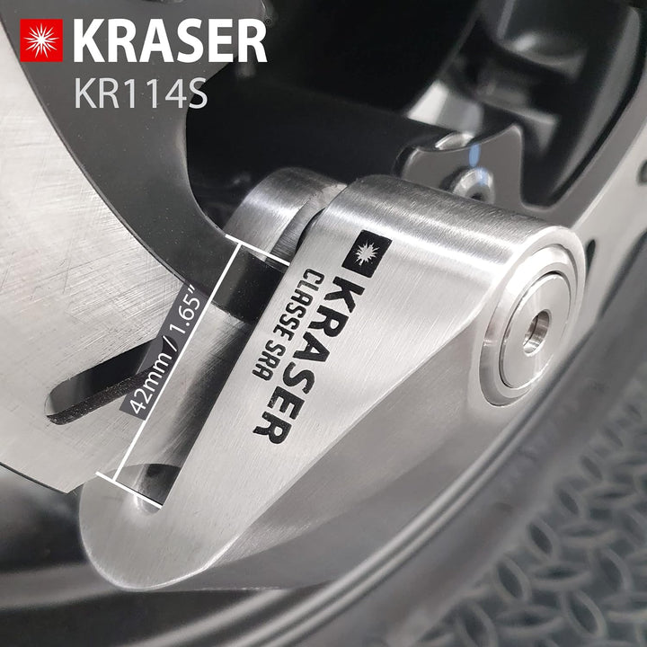 KRASER KR114S Bremsscheibenschloss mit SRA Zulassung, Motorrad Diebstahlsicherung, 14mm Doppelversch