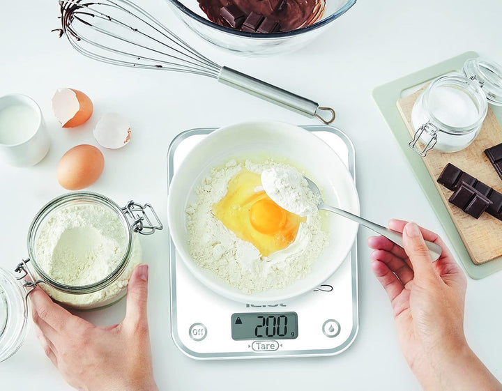 Tefal OPTISS Decor BC5135V0 Küchenwaage, gepresst wie eine Zitrone, Skala von 5 kg/1 g, Flüssig-Tare