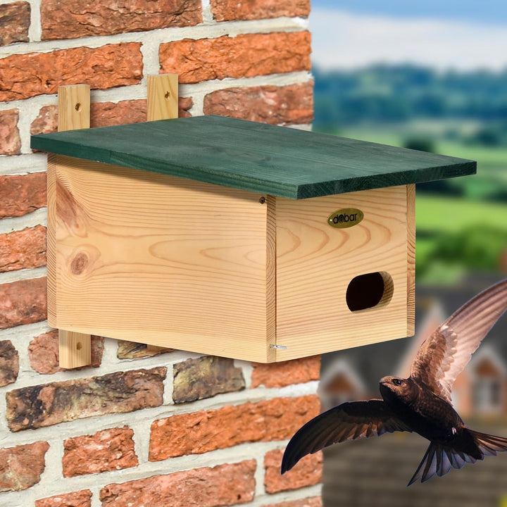 dobar VOBU Nistkasten aus Holz für Mauersegler - Höhlen-Nistkasten mit Ø 64 x 32 mm Einflugloch - Gr