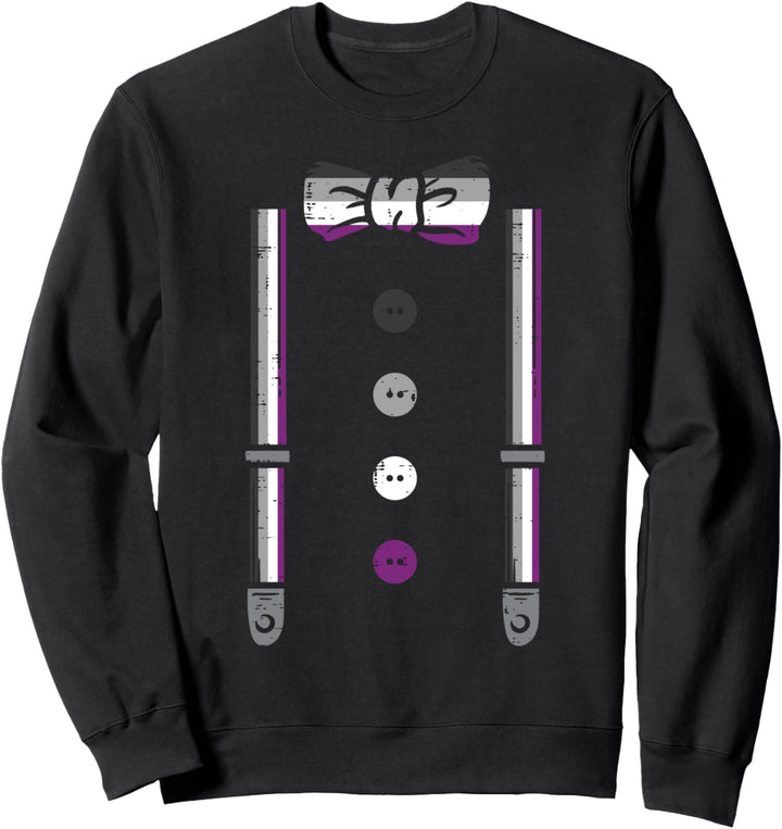 Suspenders Bow Tie LGBTQ Asexual Flag Ace Pride Ally Men Sweatshirt
