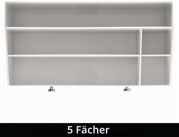 mDesign Kosmetik Organizer – Aufbewahrungsbox mit 5 Fächern und 2 Schubladen für Make-up, Nagellack